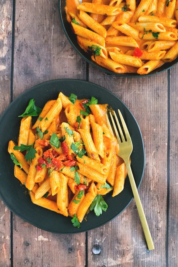 Vegan Roasted Red Pepper Pasta Crazy Vegan Kitchen