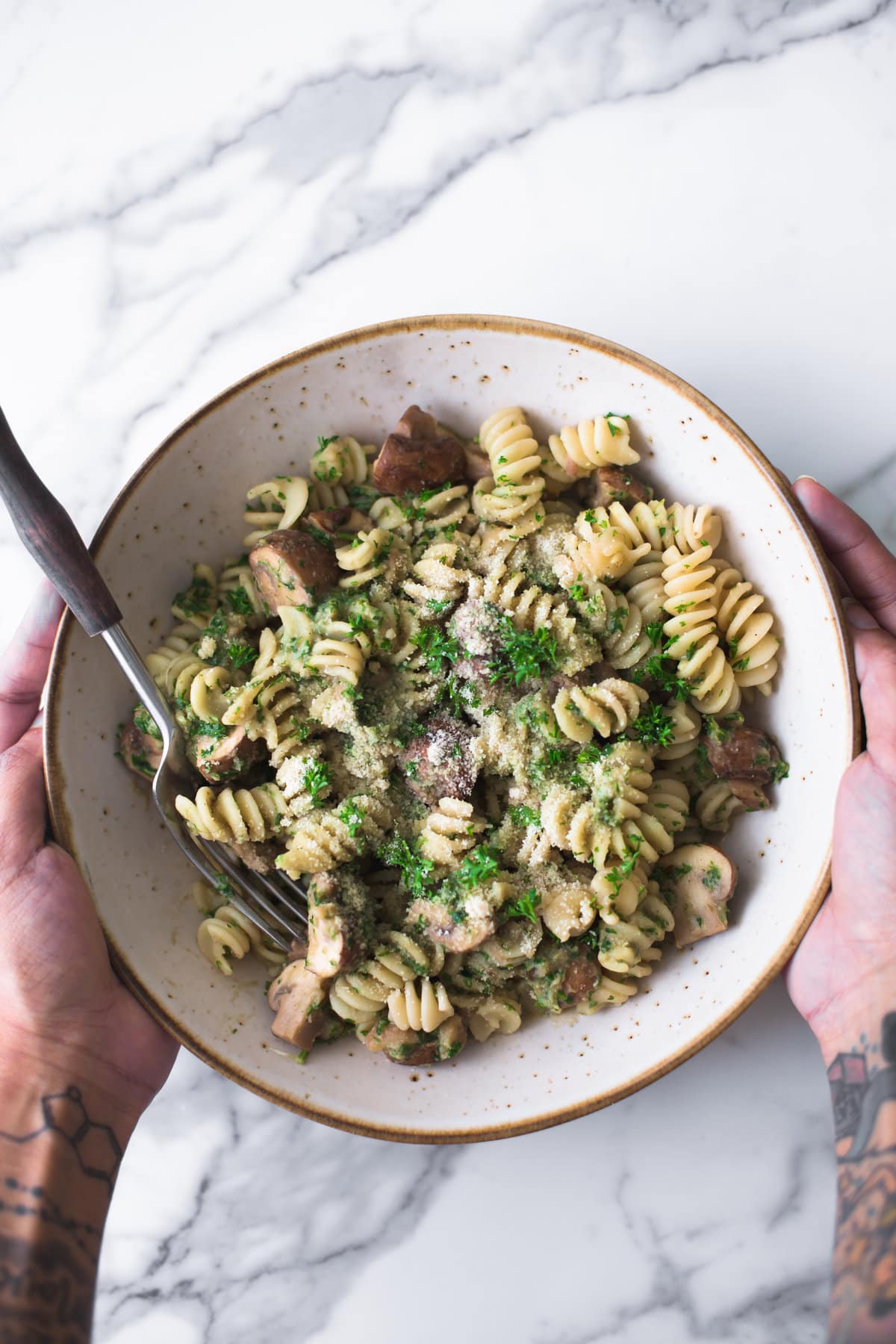 Vegan Mushroom Pasta With Parsley Chestnut Pesto Crazy Vegan Kitchen