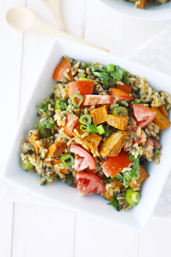The tastiest Vegan Brown Rice Black Lentil Salad you'll ever try! #vegan #veganfood #salads #healthy #lentil