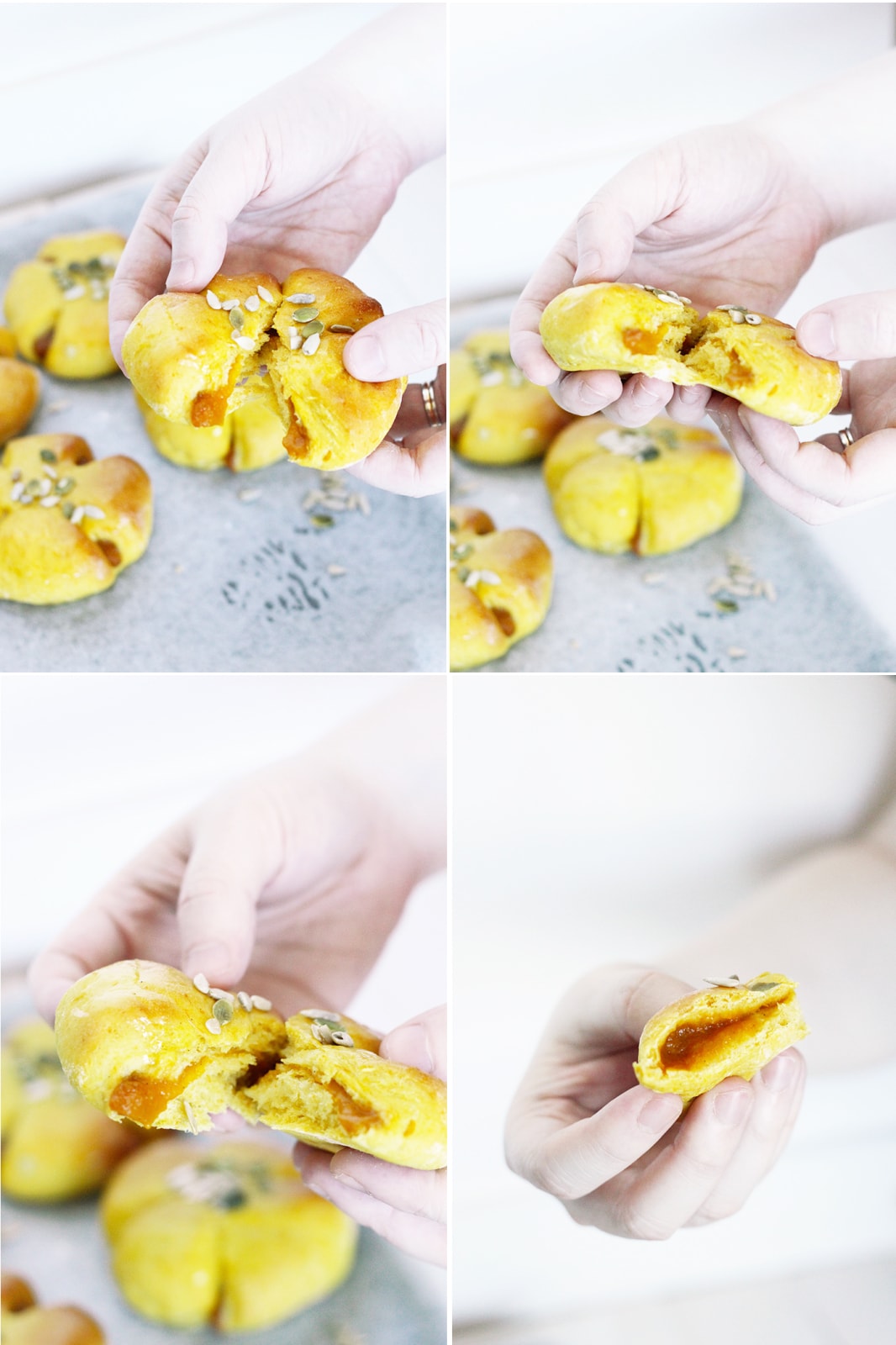 Vegan Pumpkin Buns with oozing pumpkin filling, coated in vanilla bean glaze. #vegan #pumpkin #recipe | CrazyVeganKitchen.com