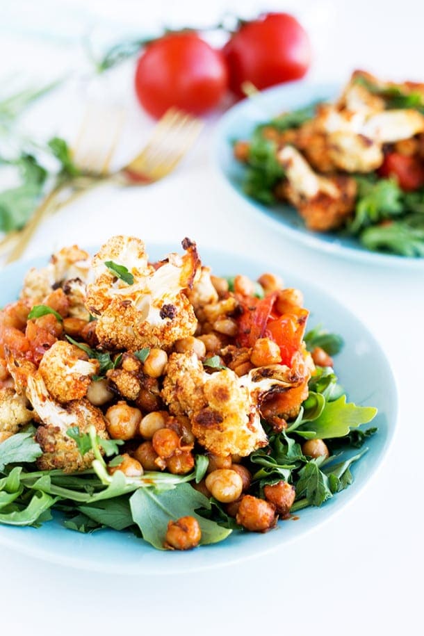 Spiced Cauliflower and Harissa Chickpea Salad – Crazy Vegan Kitchen
