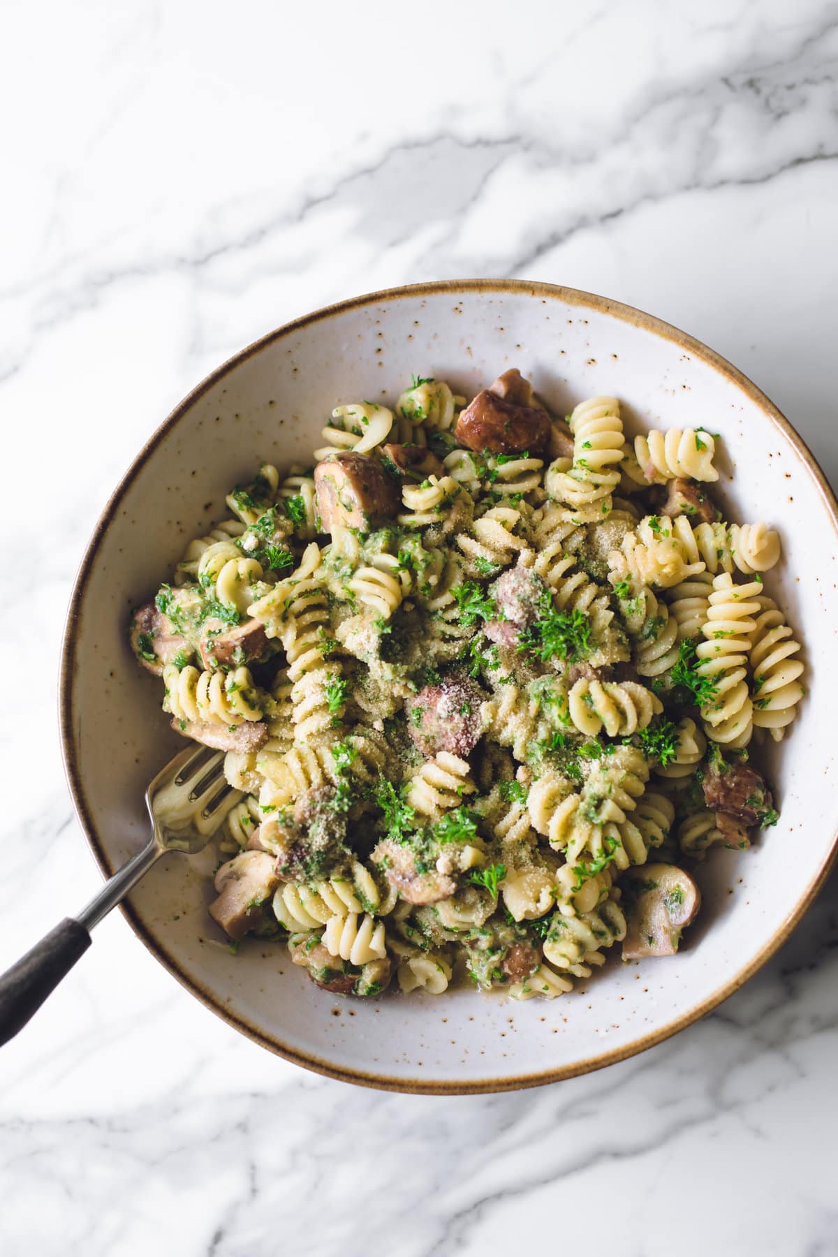 Vegan Mushroom Pasta with Parsley Chestnut Pesto | Crazy Vegan Kitchen