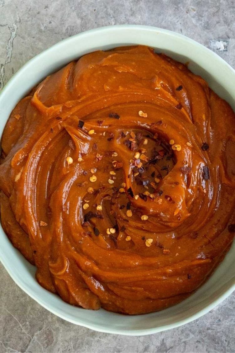 Easy Peanut Sauce Thick Creamy And Delicious Crazy Vegan Kitchen   Easy Peanut Sauce1 750x1125 