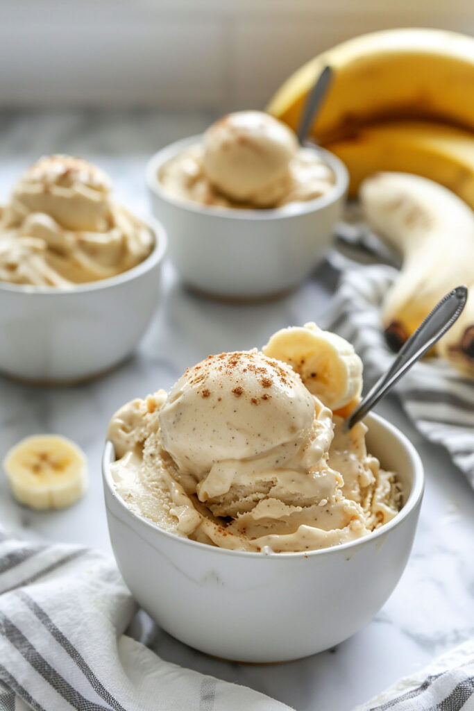 banana ice cream in a bowl.